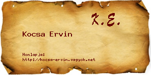 Kocsa Ervin névjegykártya